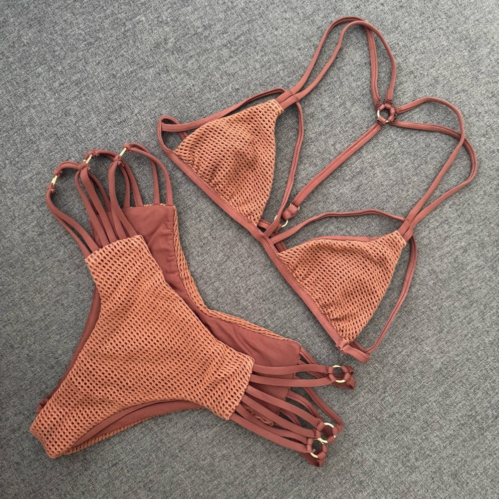 Blue Life Brown Bikini Set - XS top, S bottom